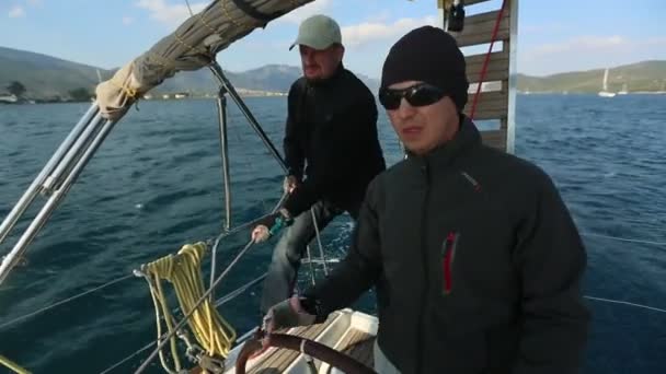 Poros Methana Grecia Oct 2018 Veleros Participan Regata Vela Ellada — Vídeos de Stock