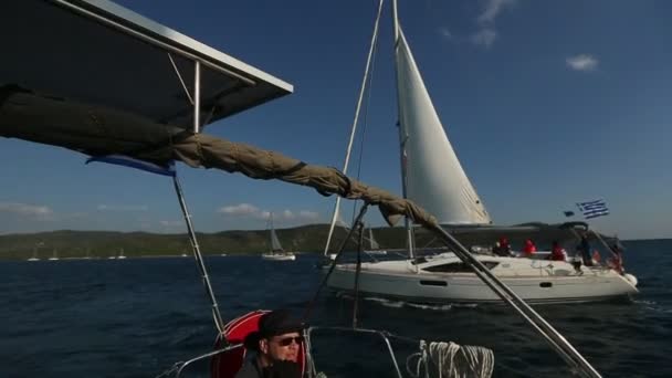 Poros Methana Grecia Ottobre 2018 Barche Vela Partecipano Alla Regata — Video Stock