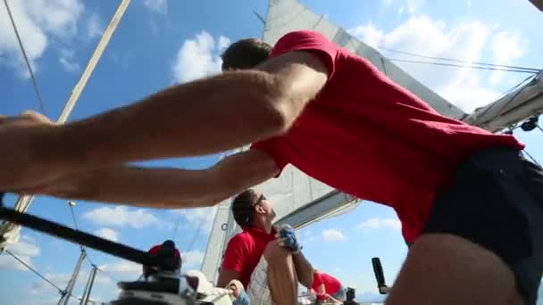 Poros Grecia Oct 2018 Veleros Participan Regata Vela Ellada Otoño — Vídeos de Stock