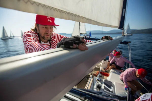 Methana Grecia Oct 2018 Los Marineros Participan Regata Vela Ellada —  Fotos de Stock