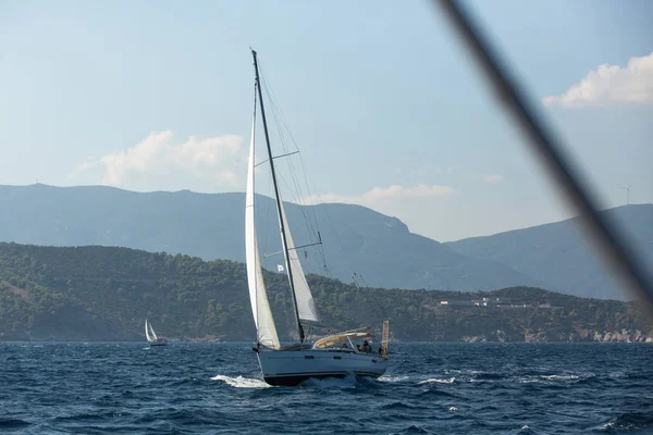 Poros Methana Greece Oct 2018 Sailors Participate Sailing Regatta 20Th — Stock Photo, Image