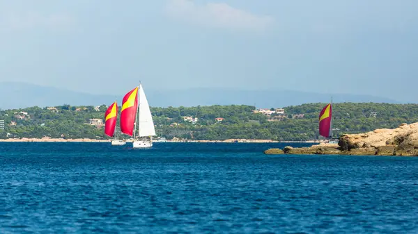 Greece Sailing Yacht Båt Regatta Egeiska Havet — Stockfoto