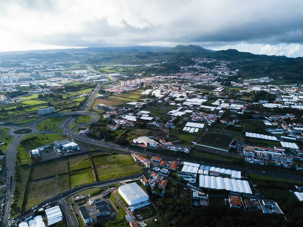 Bovenaanzicht Van Ponta Delgada San Miguel Eiland Azoren Portugal — Stockfoto