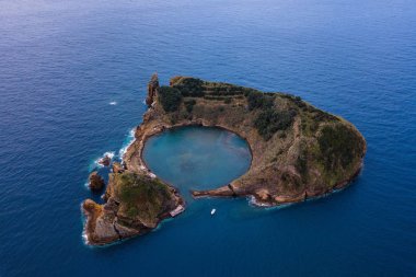 Vila Franca adacık havadan görünümü yapmak Campo San Miguel ada, Azor Takımadaları, Portekiz.