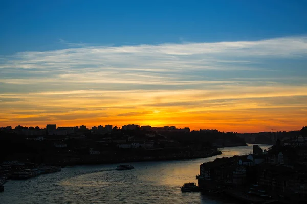 Crepúsculo Sobre Río Duero Oporto Portugal —  Fotos de Stock