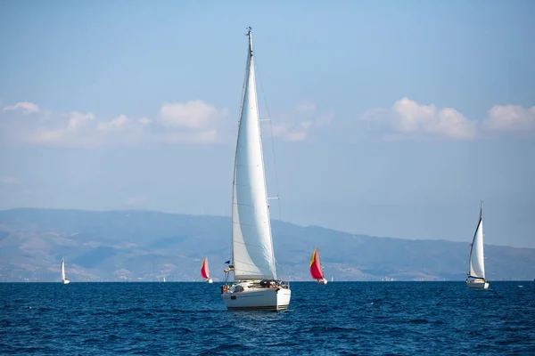 Luxusní Plachetnice Během Závodu Jachet Egejské Moře Řecko — Stock fotografie