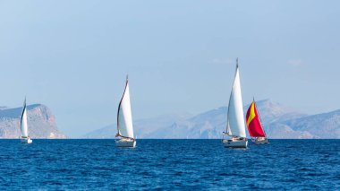 Yelkenli tekneler Yatçılık regatta katılmak.