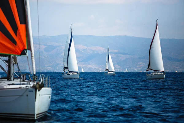 Segling Lyx Yacht Båtar Egeiska Havet Grekland — Stockfoto