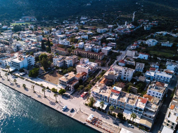 Flygfoto Över Taken Hus Methana Harbor Grekland — Stockfoto