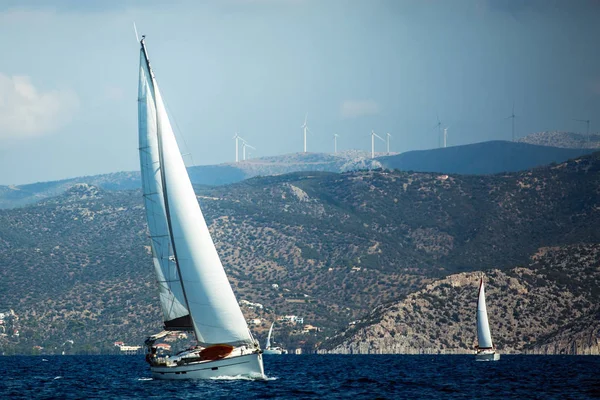 Barche Vela Lusso Nel Mar Egeo Grecia — Foto Stock