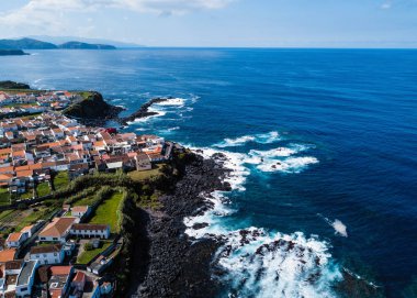 San Miguel adalarının kuş bakışı manzarası, Azores - Portekiz.