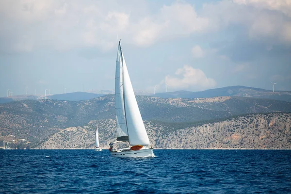 Barche Vela Nel Mar Egeo Grecia — Foto Stock