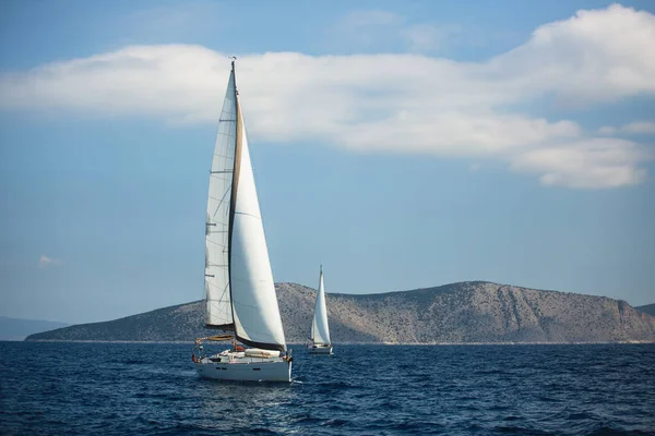 Plavba Luxusní Jachta Čluny Egejském Moři — Stock fotografie