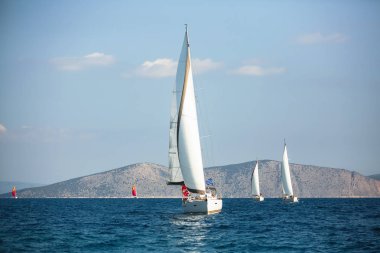 Regatta, Ege Denizi, Yunanistan'da Yatçılık Lüks Yelkenli tekneler.