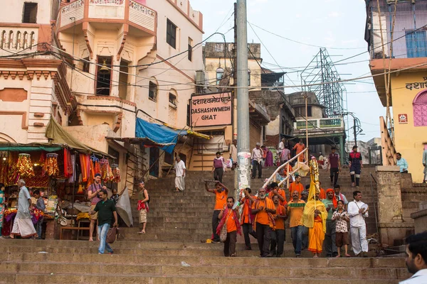 Vārānasi India Mar 2018 Bankerna Den Heliga Ganges Floden Tidigt — Stockfoto