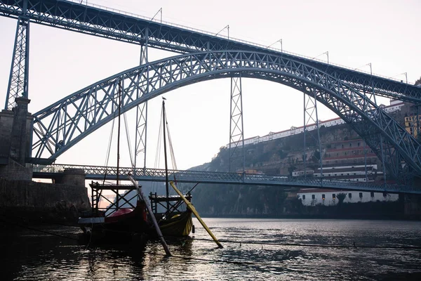 Dourorivier Dom Luis Brug Voor Zonsopgang Porto Portugal — Stockfoto