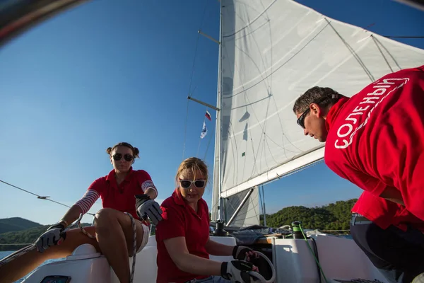 Poros Greece Oct 2018 Sailors Participate Sailing Regatta 20Th Ellada — Stock Photo, Image