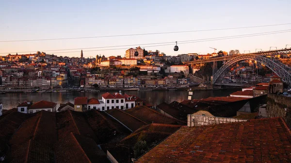 Blick Auf Ribeira Douro Fluss Und Dom Luis Bridge Porto — Stockfoto