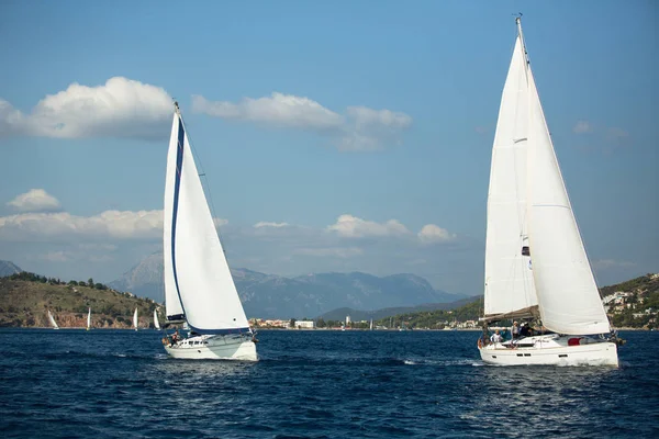 Poros Grecia Ottobre 2018 Barca Vela Partecipare Alla Regata Vela — Foto Stock
