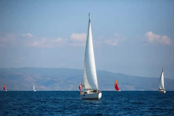 Vitorlás Luxus Jacht Hajók Égei Tenger Görögország — Stock Fotó
