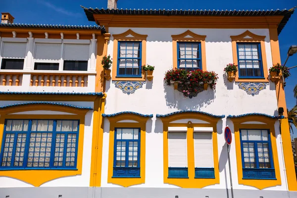 Facciata Della Casa Costa Nova Aveiro Portogallo — Foto Stock