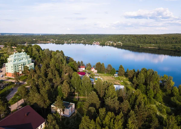 Üstten Görünüm Bankalar Refleks Nehir Nikolsky Leningrad Region Rusya Federasyonu — Stok fotoğraf