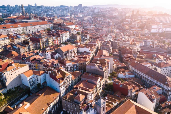 Luchtfoto Panoramisch Uitzicht Daken Huizen Het Centrum Van Porto Portugal — Stockfoto