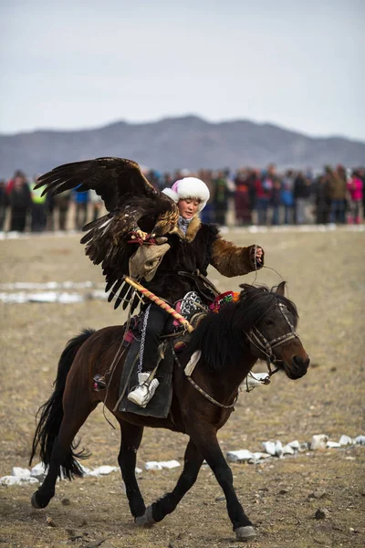 Сагсай Монголия Сентября 2017 Года Беркутчи Казахский Охотник Беркутчи Время — стоковое фото