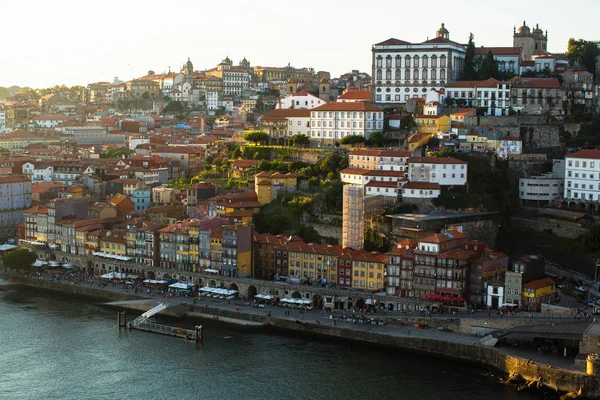 View of the Douro river and houses in historic center of Porto - Portugal.