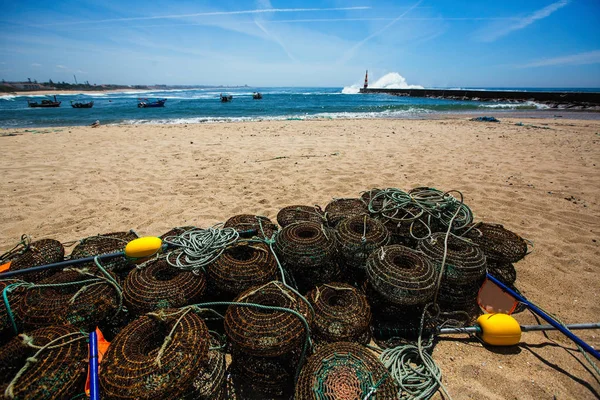 Equipamento Pesca Costa Oceânica — Fotografia de Stock