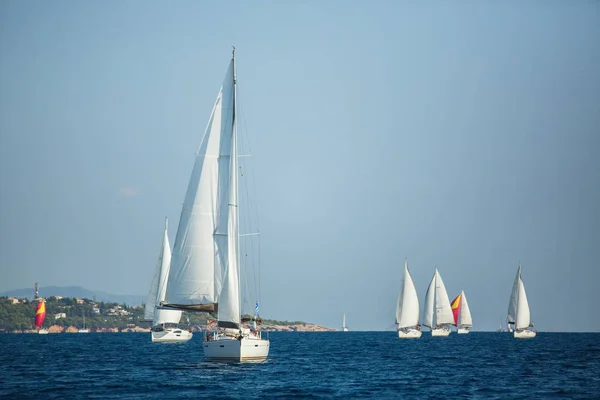 Segling Yacht Regatta Egeiska Havet Segelbåtar — Stockfoto