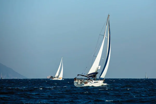 Barcos Vela Regata Iate Mar Egeu — Fotografia de Stock