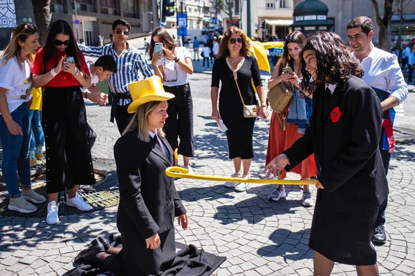 Porto Portugal Mayo 2019 Durante Queima Das Fitas Una Fiesta — Foto de Stock