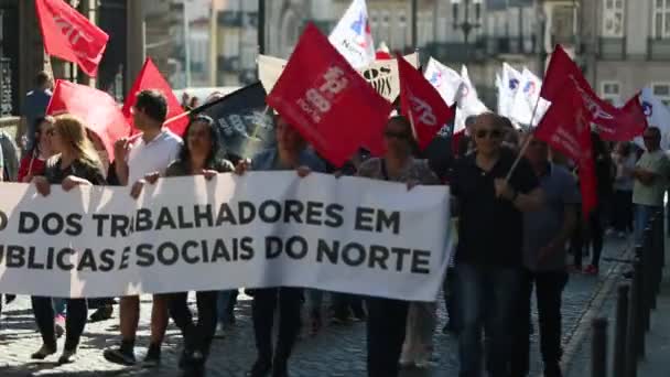 Porto Portugal Maio 2019 Celebração Dia Maio Centro Porto Confederação — Vídeo de Stock