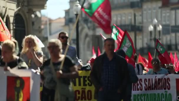 Порто Португалия Января 2019 Года Первомай Центре Опорто Всеобщая Конфедерация — стоковое видео