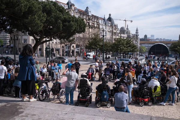 Porto Portogallo Maggio 2019 Manifesto Vita Indipendente Marcia Dei Disabili — Foto Stock