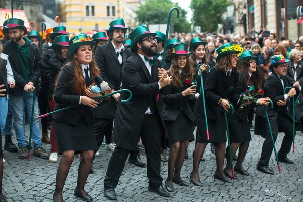 Porto Portugal Mayo 2019 Durante Cortejo Queima Das Fitas Fiesta —  Fotos de Stock