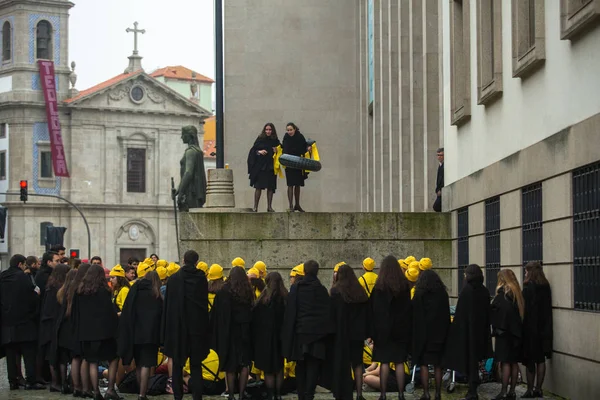 Porto Portekiz Mayıs 2019 Cortejo Queima Das Fitas Sırasında Üniversitelerin — Stok fotoğraf