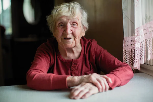 Closeup Portrait Happy Elderly Woman — Stock Photo, Image