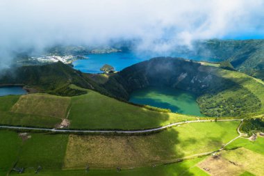 San Miguel adasında Sete Cidades göllergörünümü, Azores, Portekiz.