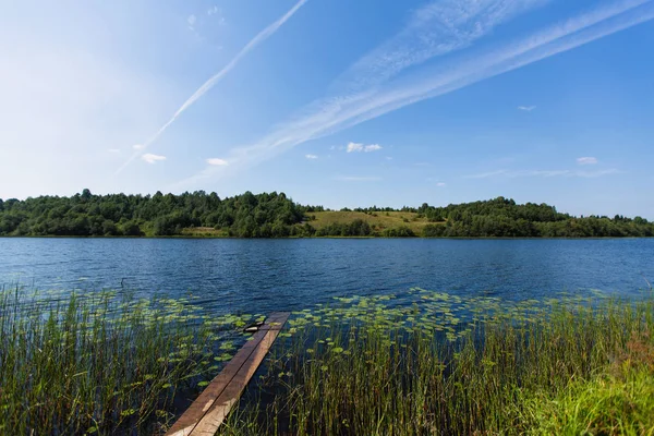 Lac Paysage Rural Village Isolé République Carélie Russie — Photo