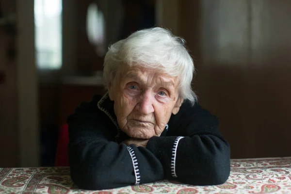 Close Portrait Elderly Meloncholic Pensioner Woman — Stock Photo, Image