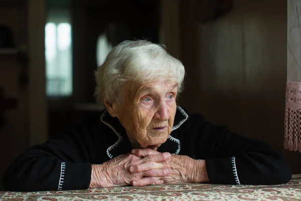 Portrait Elderly Woman Dark Key — Stock Photo, Image