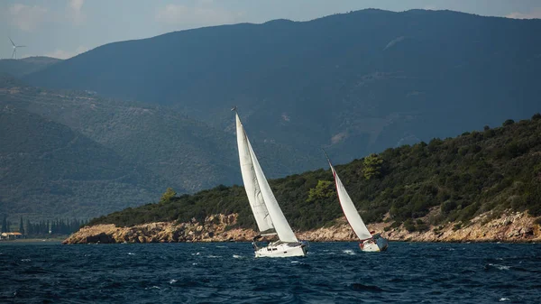 Segelbåts Båtar Regatta Egeiska Havet Grekland — Stockfoto