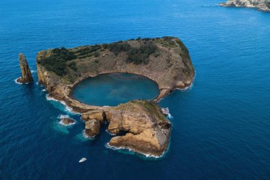 Vila Franca adacık havadan görünümü yapmak Campo San Miguel ada, Azor - Portekiz.