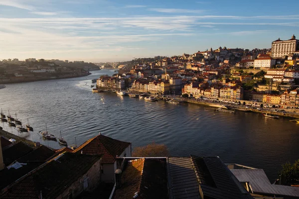 Vue Sur Rivière Douro Ribeira Porto Portugal — Photo