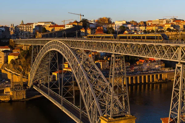 Uitzicht Dom Luis Brug Rivier Douro Porto Portugal — Stockfoto