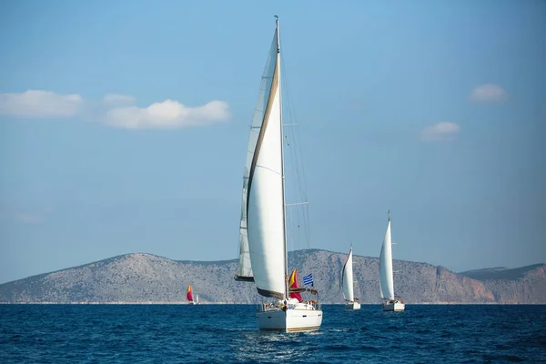 Segelbåts Båtar Vid Egeiska Havet Grekland — Stockfoto