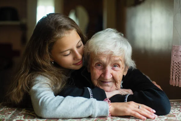 Happy Granny Little Granddaughter — Stock Photo, Image