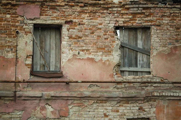 Fachada Uma Velha Casa Abandonada — Fotografia de Stock